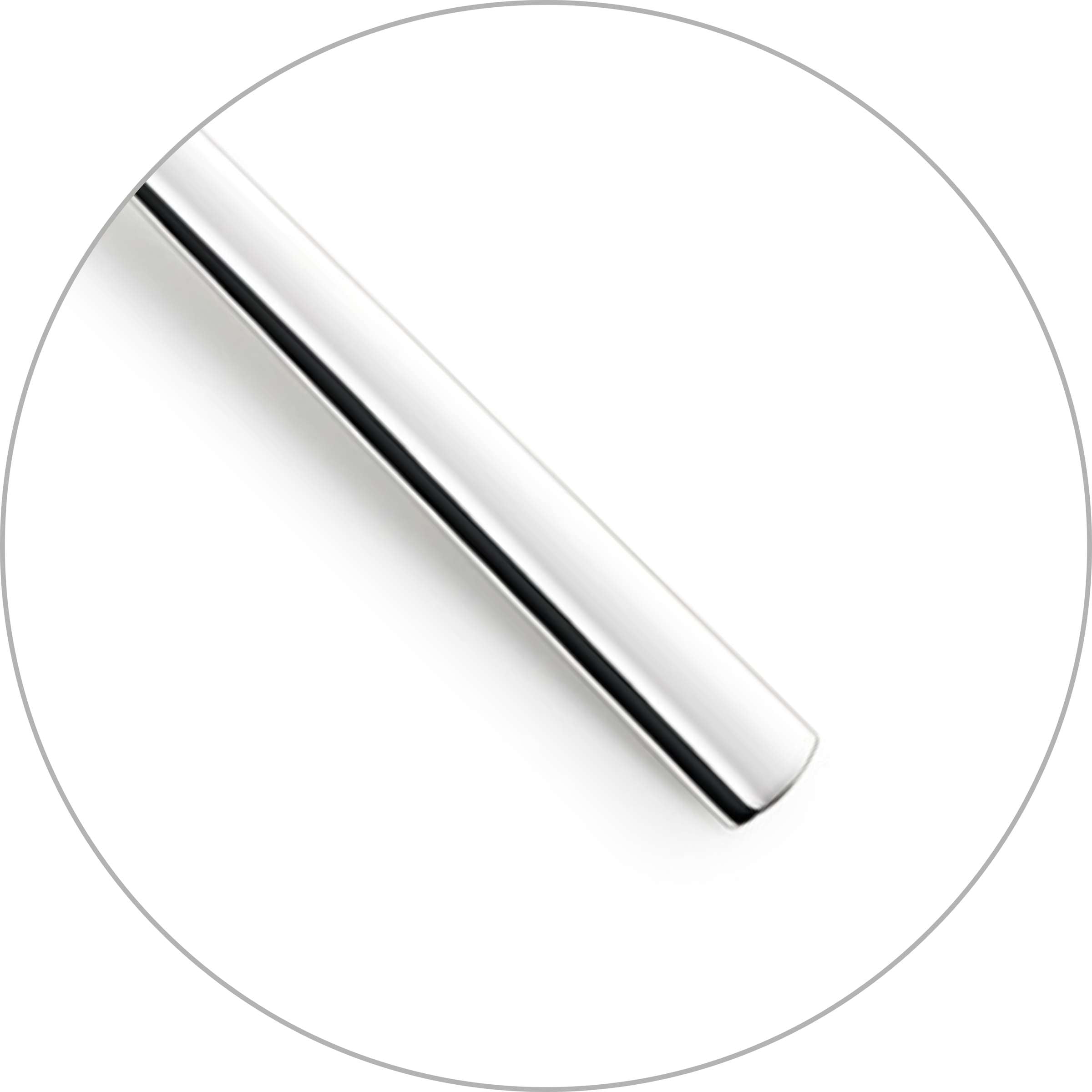 AURA Menülöffel von Paul Wirths, hochwertiges Besteck, einzelner Löffel mit glänzendem Edelstahlfinish, Nahaufnahme.
