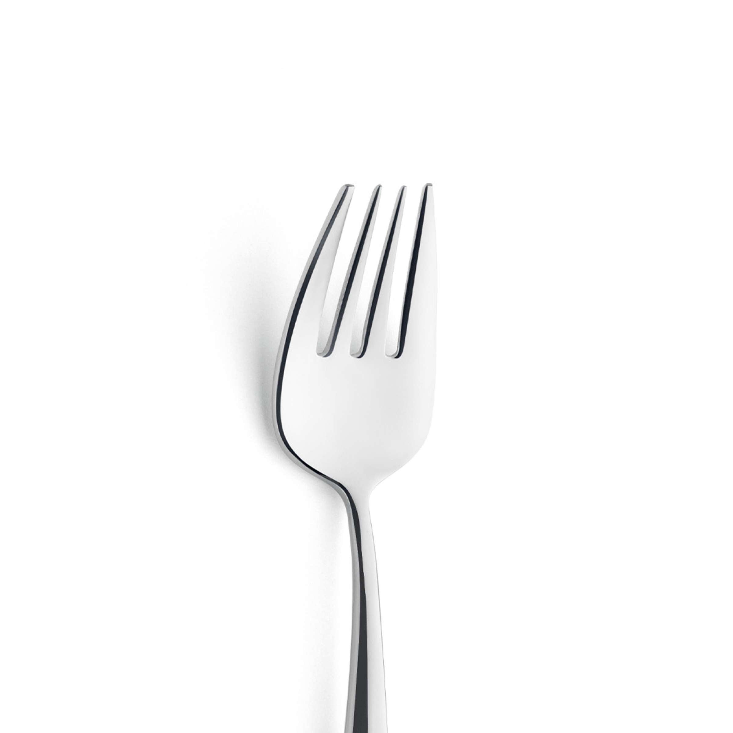 Ein einzelner Messer-Gabel-Kombination von Paul Wirths Roma-Menü-Gabel, aus Edelstahl, zeigt das elegante Design der Besteckgabel.