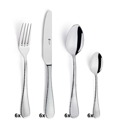 Paul Wirths Besteckset 24-teilig, Messer, Gabeln, Löffel aus Edelstahl, elegantes Besteck für den Tisch