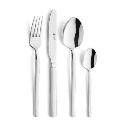 Elegantes, mattiertes BALI Besteckset 24-teilig von Paul Wirths, zeigt Messer, Gabeln und Löffel aus Edelstahl auf weißem Hintergrund.