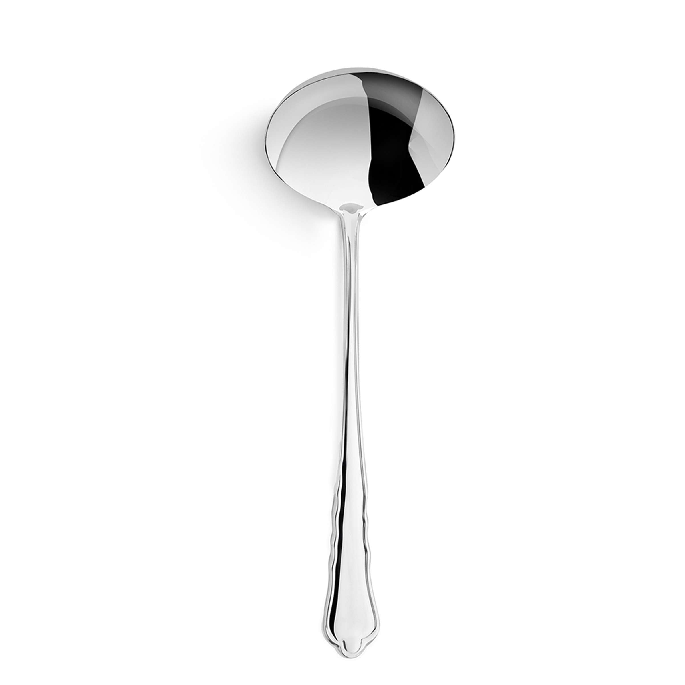 Ein einzelner CHIPPENDALE Suppenschöpfer von Paul Wirths aus Edelstahl, mit eleganter Handhabung und klassischem Design.