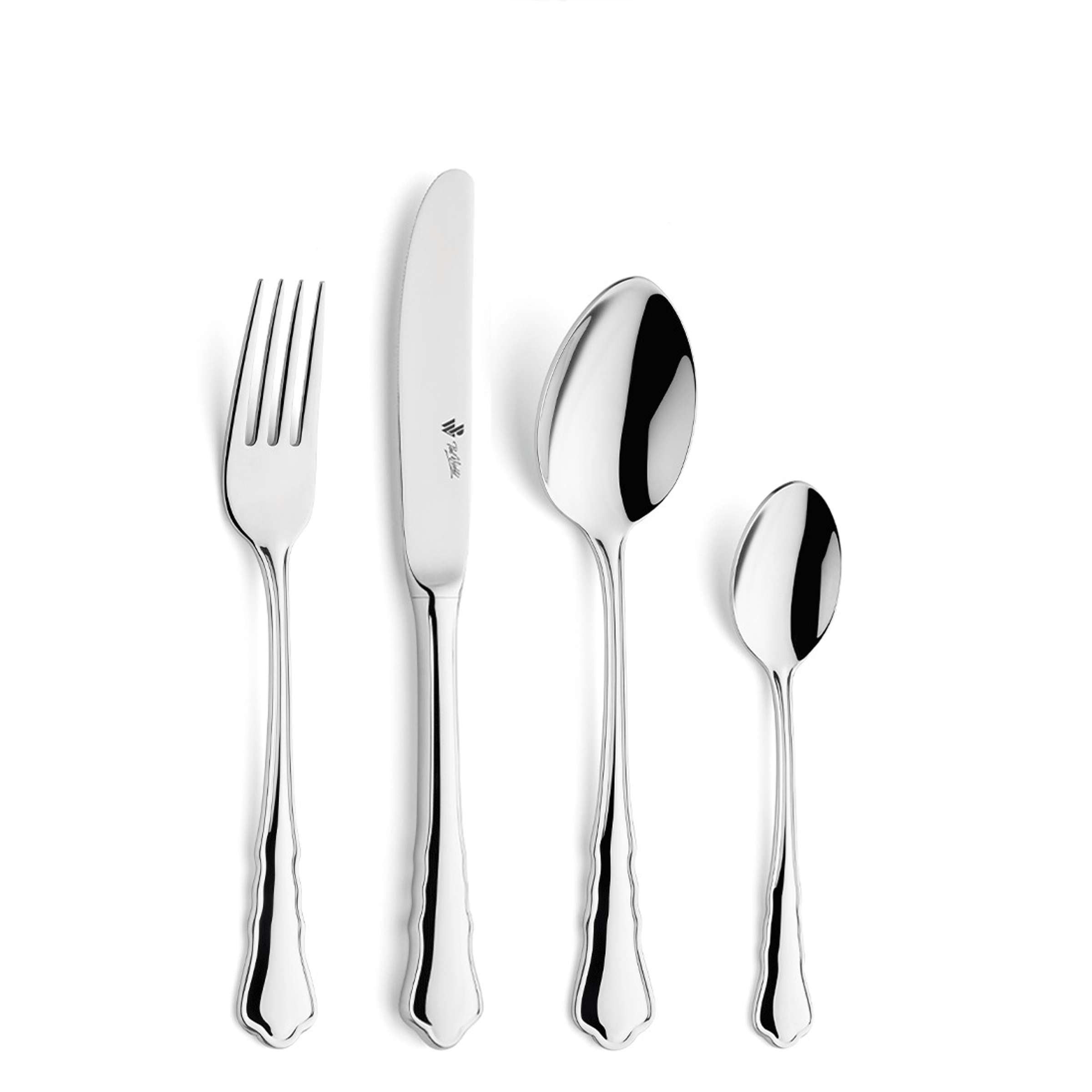 Kinderbesteck Set von Paul Wirths, 4-teilig, mit kindgerechtem Design, aus Edelstahl, für kleine Hände, ideal für Kinderessen.