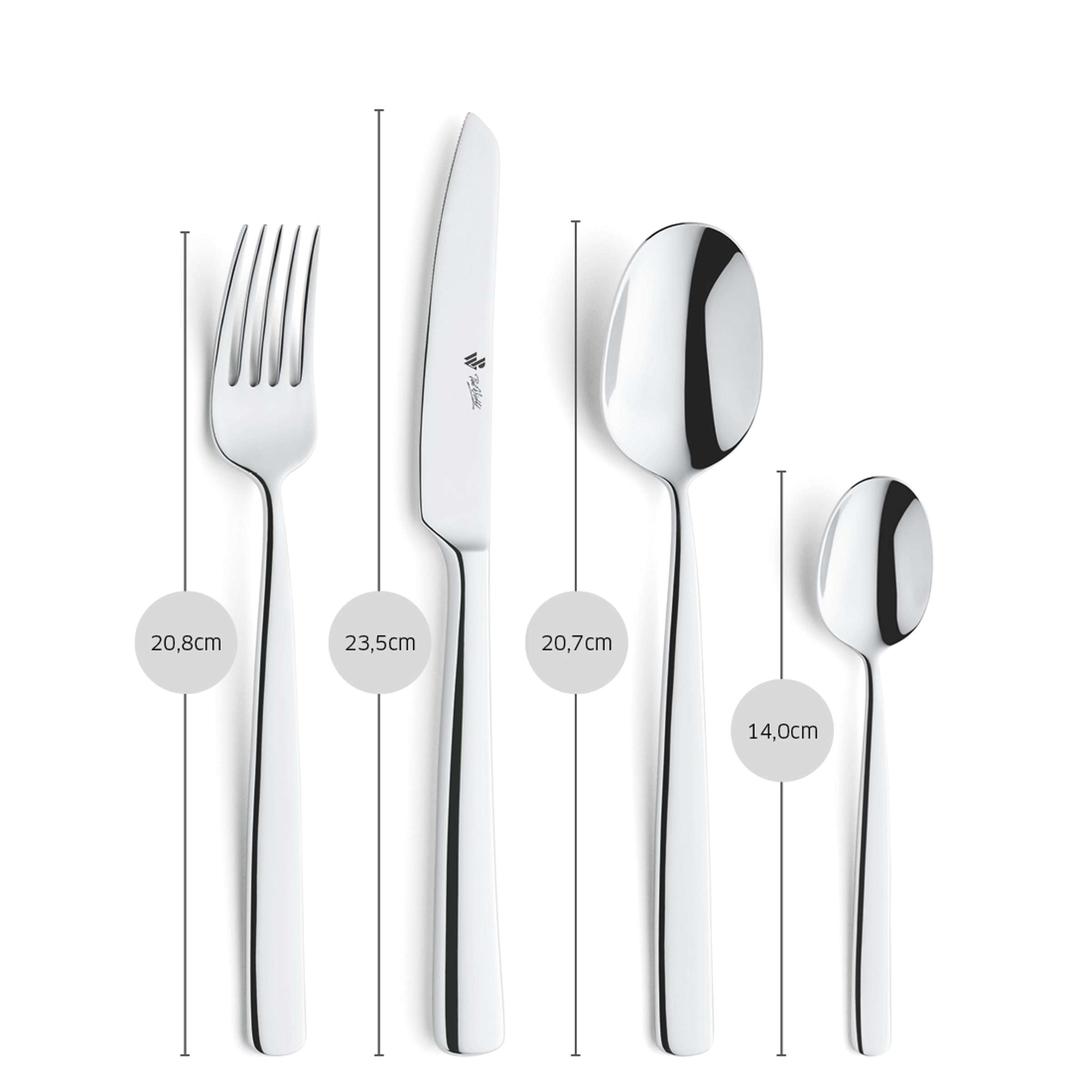 Elegantes Paul Wirths COMO Besteckset, 24-teilig, mit Messer, Gabel, Löffel und Teelöffel aus hochwertigem Edelstahl.