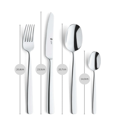 Elegantes Paul Wirths COMO Besteckset, 24-teilig, mit Messer, Gabel, Löffel und Teelöffel aus hochwertigem Edelstahl.