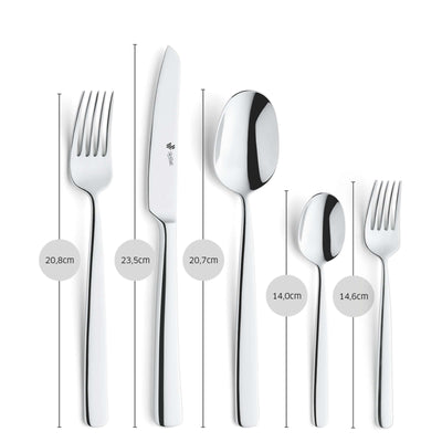 Paul Wirths COMO Besteckset 30-teilig mit Messer, Gabel und Löffel, glänzendes Edelstahl, elegante Essbestecke für den Alltag