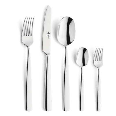 Paul Wirths COMO Besteckset, 60-teilig, mit Messer, Gabel, Löffel und Dessertbesteck, aus Edelstahl, auf weißem Hintergrund