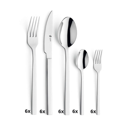 Paul Wirths EDGE Besteckset 30-teilig, Edelstahl, Messer, Gabeln, Löffel, stilvolles Besteck für den täglichen Gebrauch
