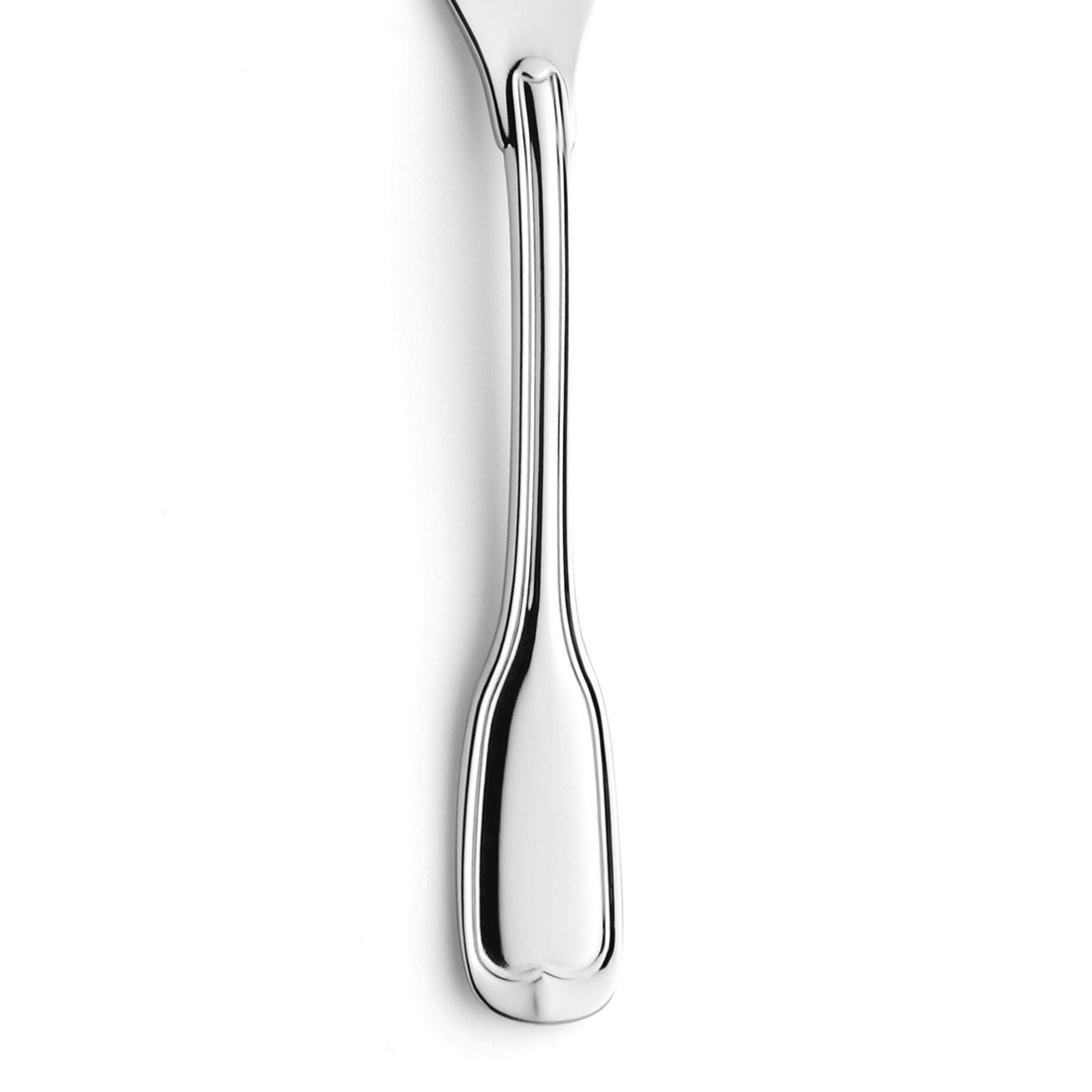 Edelstahl Kuchengabel von Paul Wirths, einzelne Gabel für Kuchen und Gebäck, modernes Design, liegt auf weißem Hintergrund.