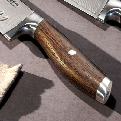 Paul Wirths FARA Tranchiermesser, hochwertiges Küchenmesser mit scharfer Klinge für Fleisch und Braten, Nahaufnahme der Messerfront