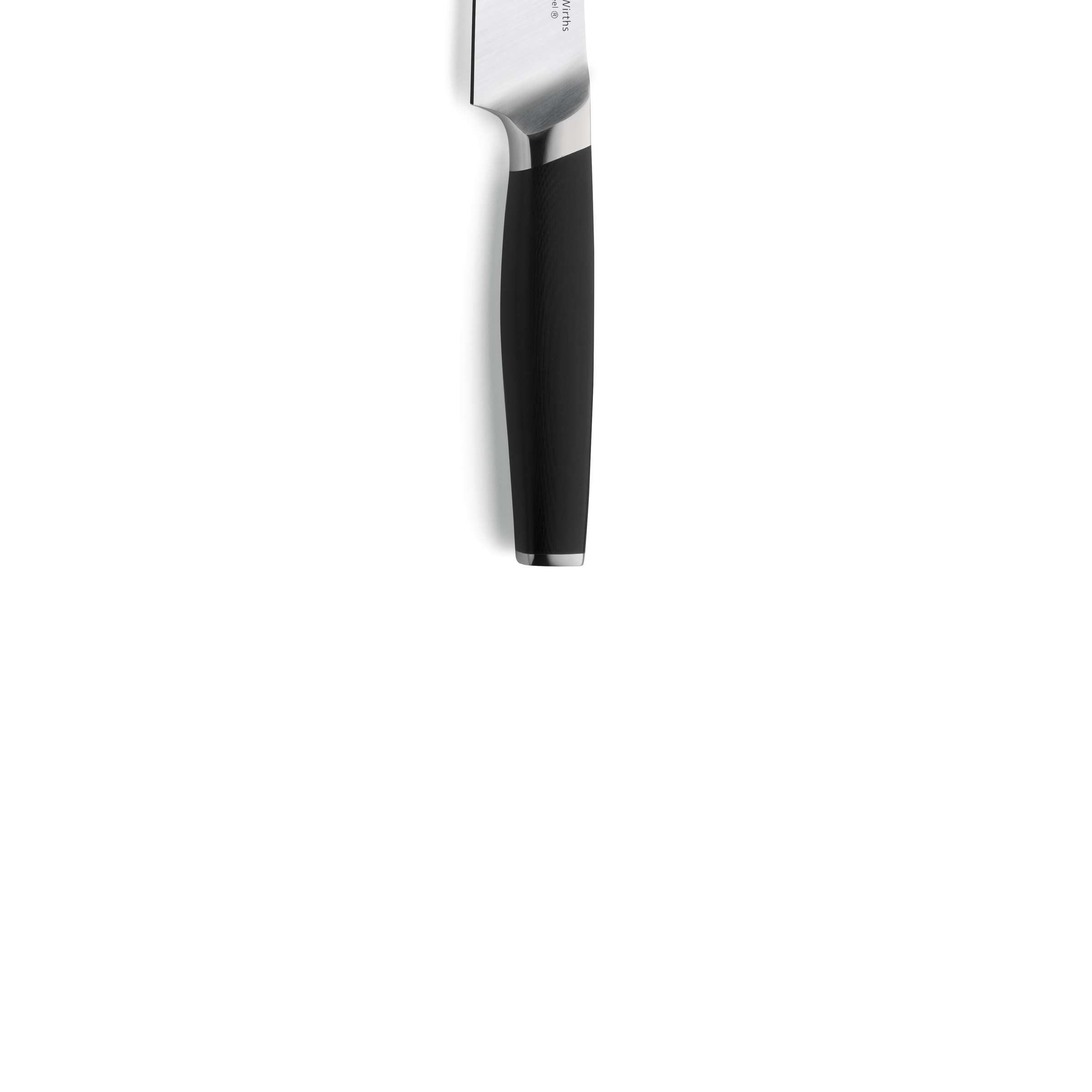 Paul Wirths CERASTEEL Allzweckmesser, scharfes Küchenmesser mit ergonomischem Griff, auf Schneidebrett liegend.