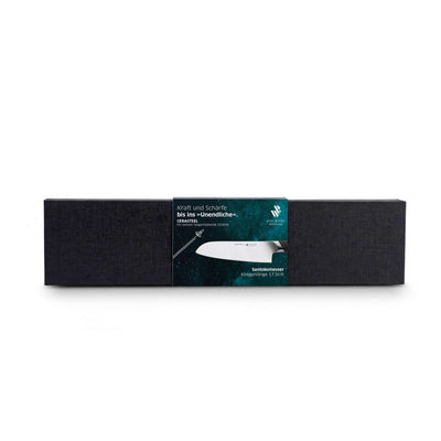Paul Wirths CERASTEEL Santokumesser Küchenmesser, scharf mit Edelstahlklinge, in Verpackung sichtbar