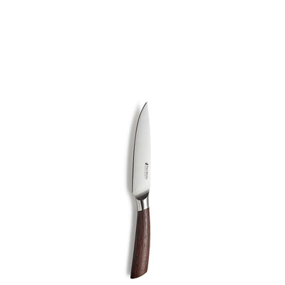 BLAZE Allzweckmesser von Paul Wirths, scharfes Küchenmesser mit ergonomischem Griff, auf Schneidebrett liegend.