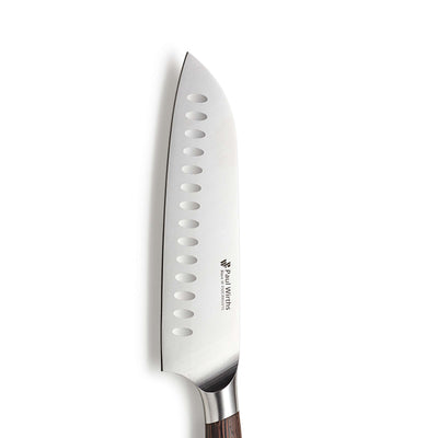 Scharfes Paul Wirths BLAZE Santokumesser aus hochwertigem Küchenmesser mit ergonomischem Griff, ideal für präzises Schneiden.