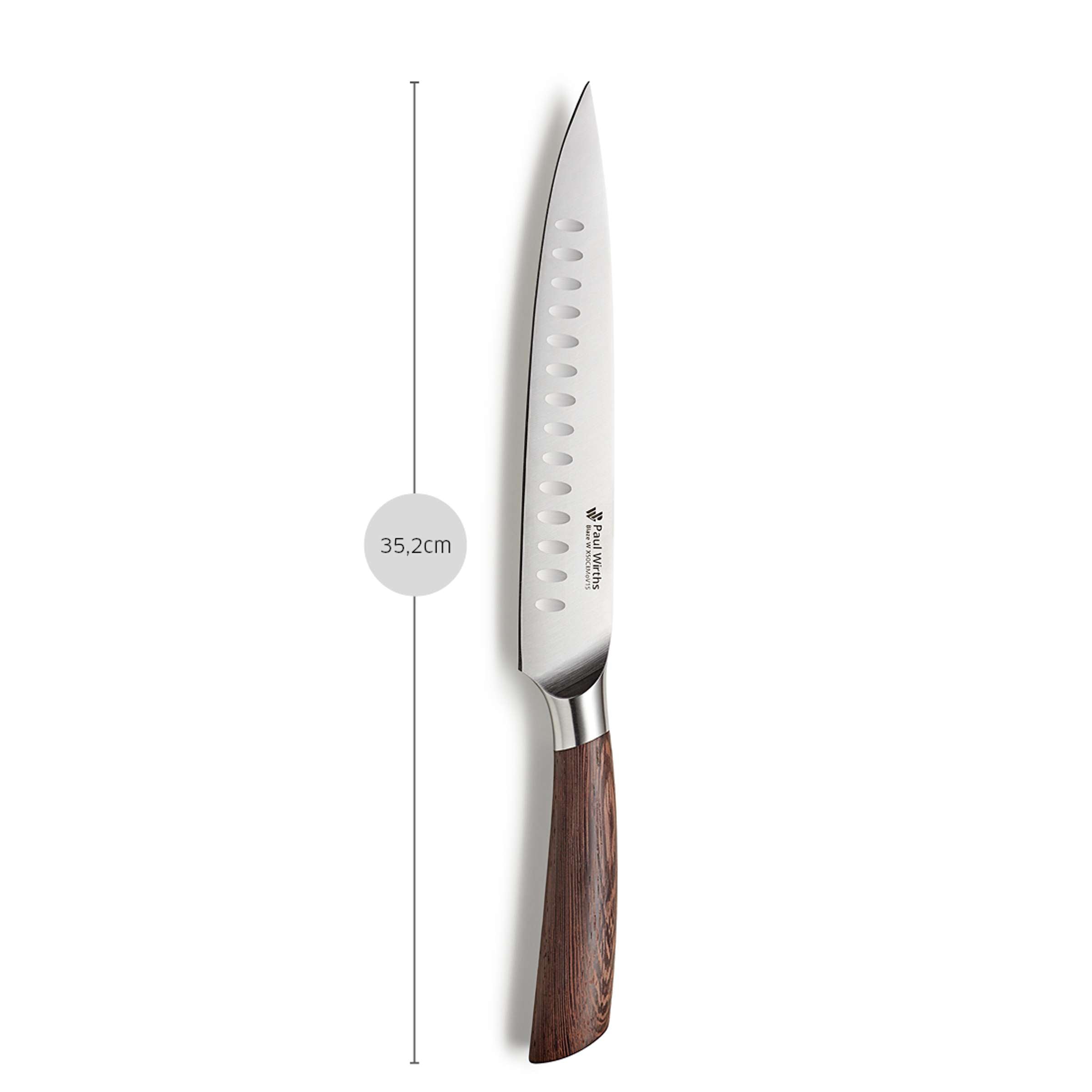 Paul Wirths BLAZE Tranchiermesser, Küchenmesser mit scharfer Klinge zum Tranchieren, auf hellem Küchenhintergrund.