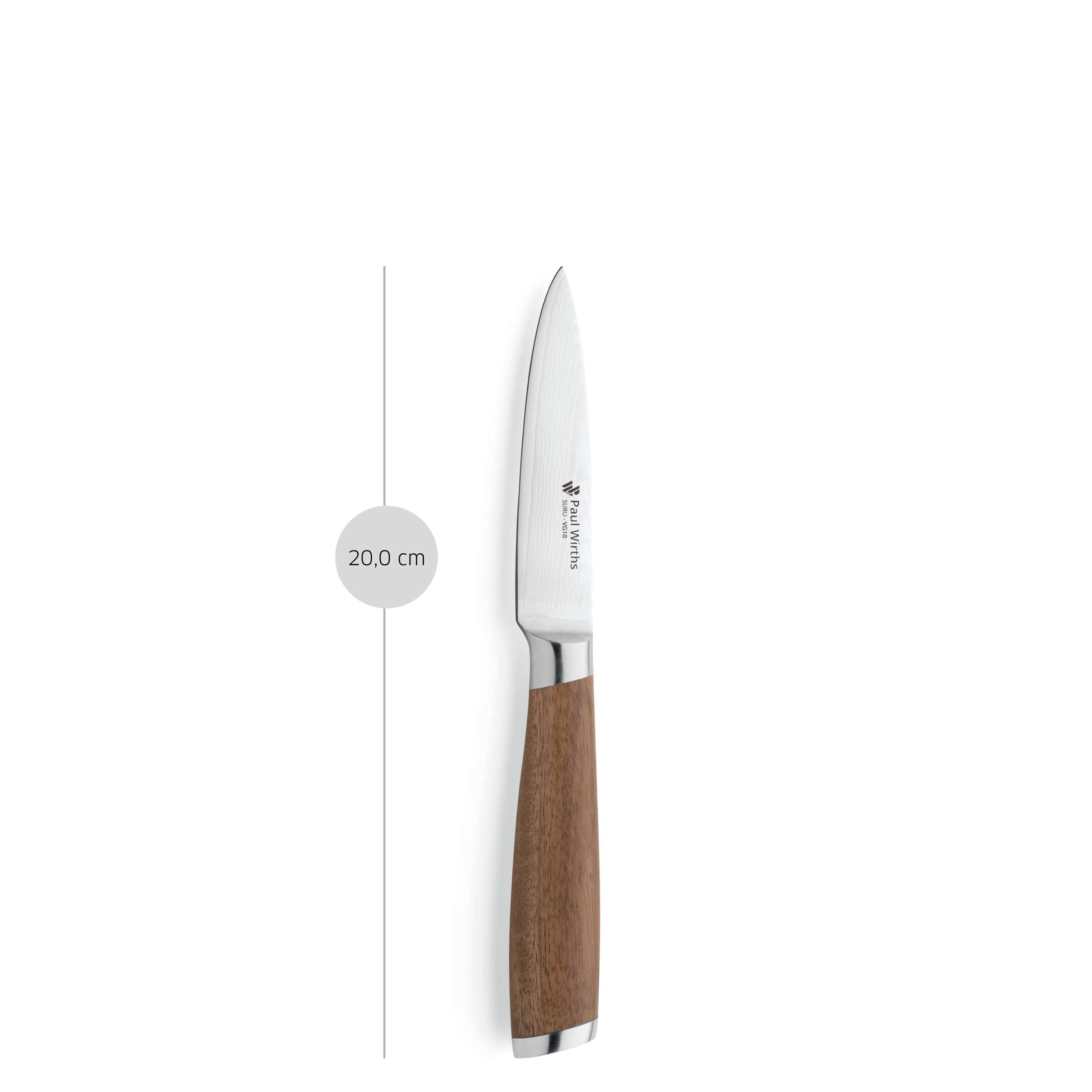 Paul Wirths SURU Gemüsemesser, Küchenmesser mit ergonomischem Griff und scharfer Klinge für Gemüseschnitzerei.
