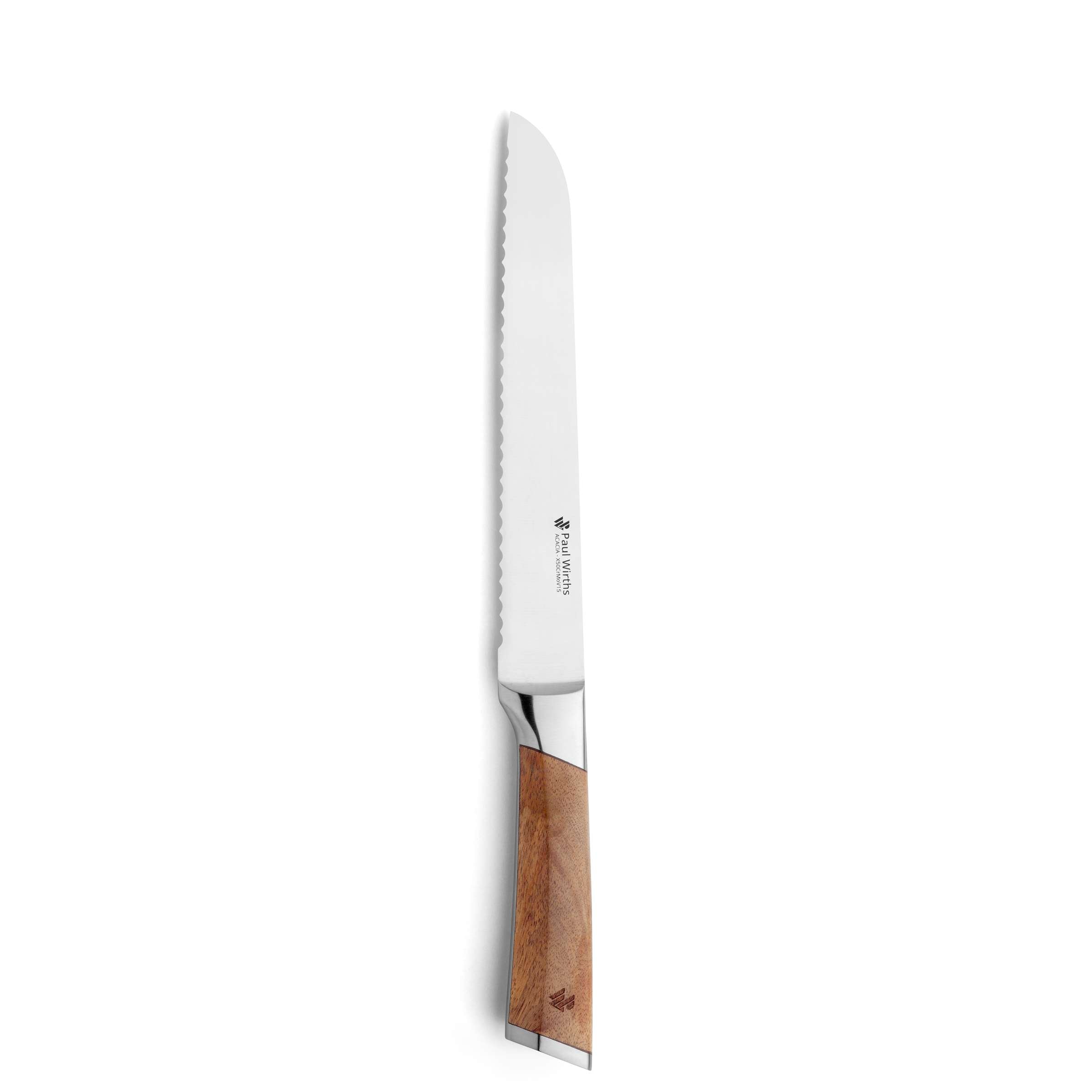 Acacia Messerblock mit 5 Messern von Paul Wirths, Holzblock für Küchenmesser, stilvoll und funktional