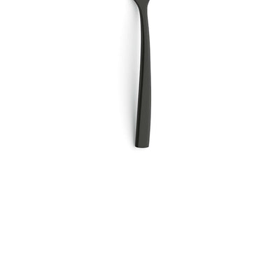 Schwarze SWING Kuchengabel von Paul Wirths aus PVD-beschichtetem Besteck, Nahaufnahme des eleganten Designs.