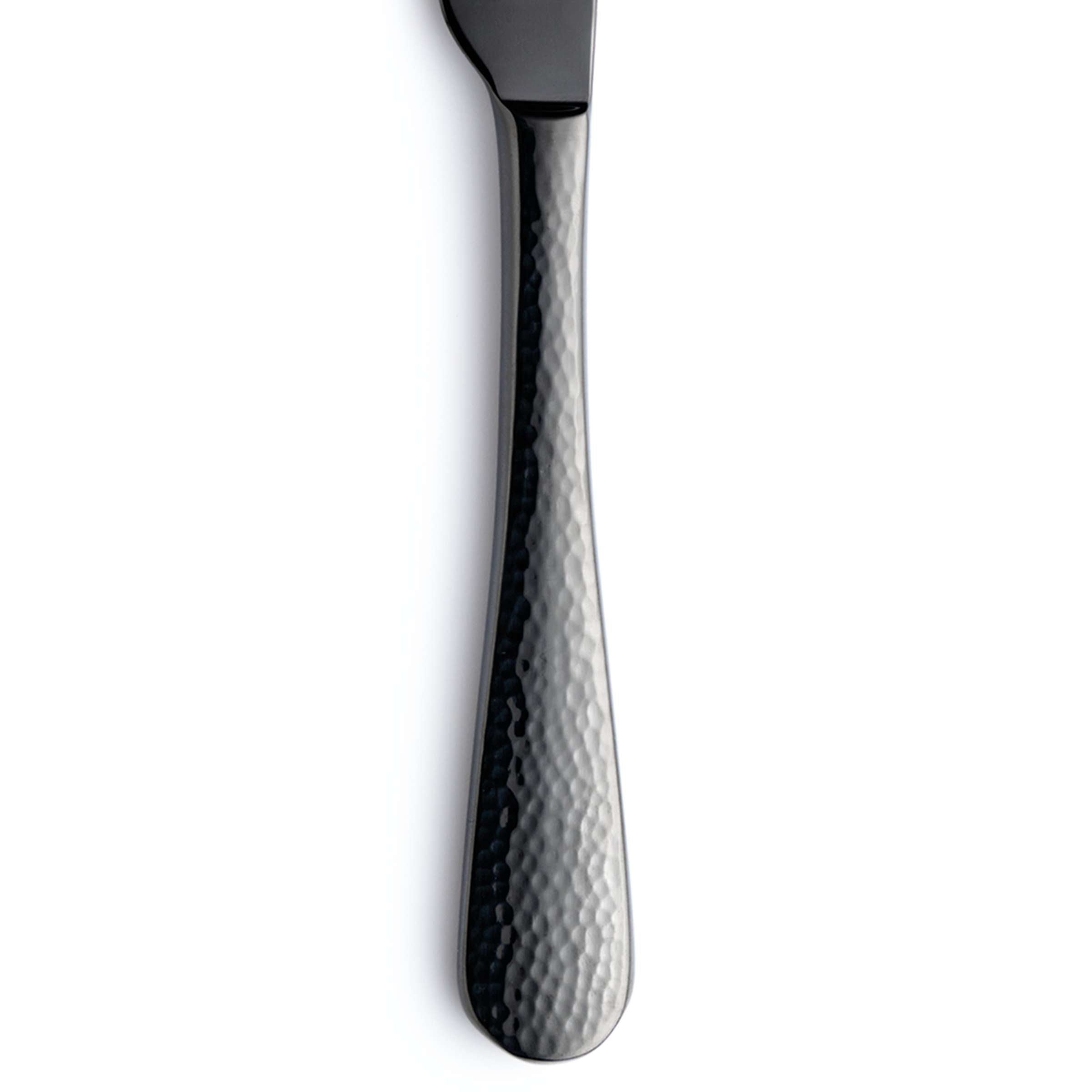 Schwarzes MONDO Menümesser von Paul Wirths, Vollheft aus Edelstahl, detailreiche Klinge und Griff, elegante Besteckstück.