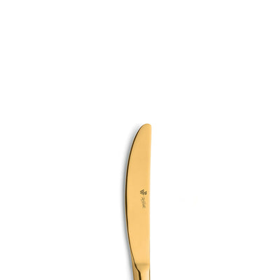 Goldenes SWING Menümesser von Paul Wirths, Vollheft, PVD-beschichtet, elegant und hochwertig, als einzelnes Besteckstück.