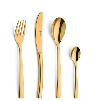 SWING Besteckset 4-teilig von Paul Wirths aus PVD gold, edles Besteck mit glänzender Oberfläche, perfekt für festliche Anlässe
