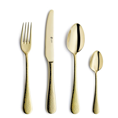 24-teiliges Besteckset von Paul Wirths aus PVD-Champagner mit Messer, Gabel, Löffel und Teelöffel, elegant und modern.