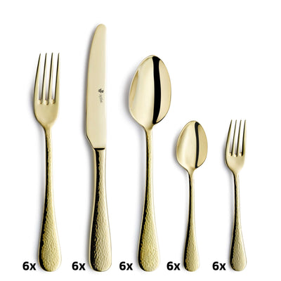Paul Wirths Besteckset 30-teilig aus PVD-Champagner, stabiles Messer, Gabel und Löffel, elegantes Besteck für den Tisch.