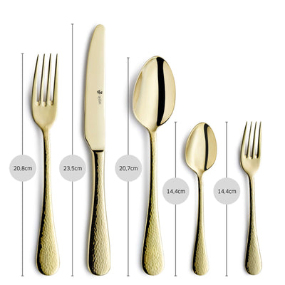 Paul Wirths MONDO Besteckset 30-teilig PVD champagner, Messer, Gabeln, Löffel, elegantes Edelstahldesign, glänzender Champagnerton