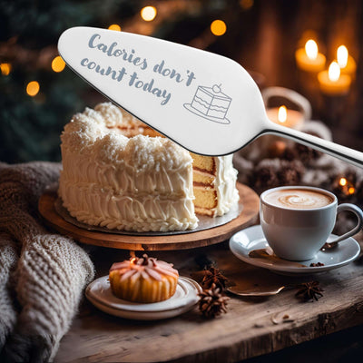 VIVENDI Tortenheber "Calories don't count today" von Paul Wirths, eleganter Kuchengabel aus Edelstahl für Kuchen und Torten