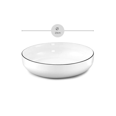 Schwarzer Salatteller YAKA BLACK von Médard de Noblat, weiße Akzente, elegantes Geschirr für den Tisch, detailreiche Tassenansicht