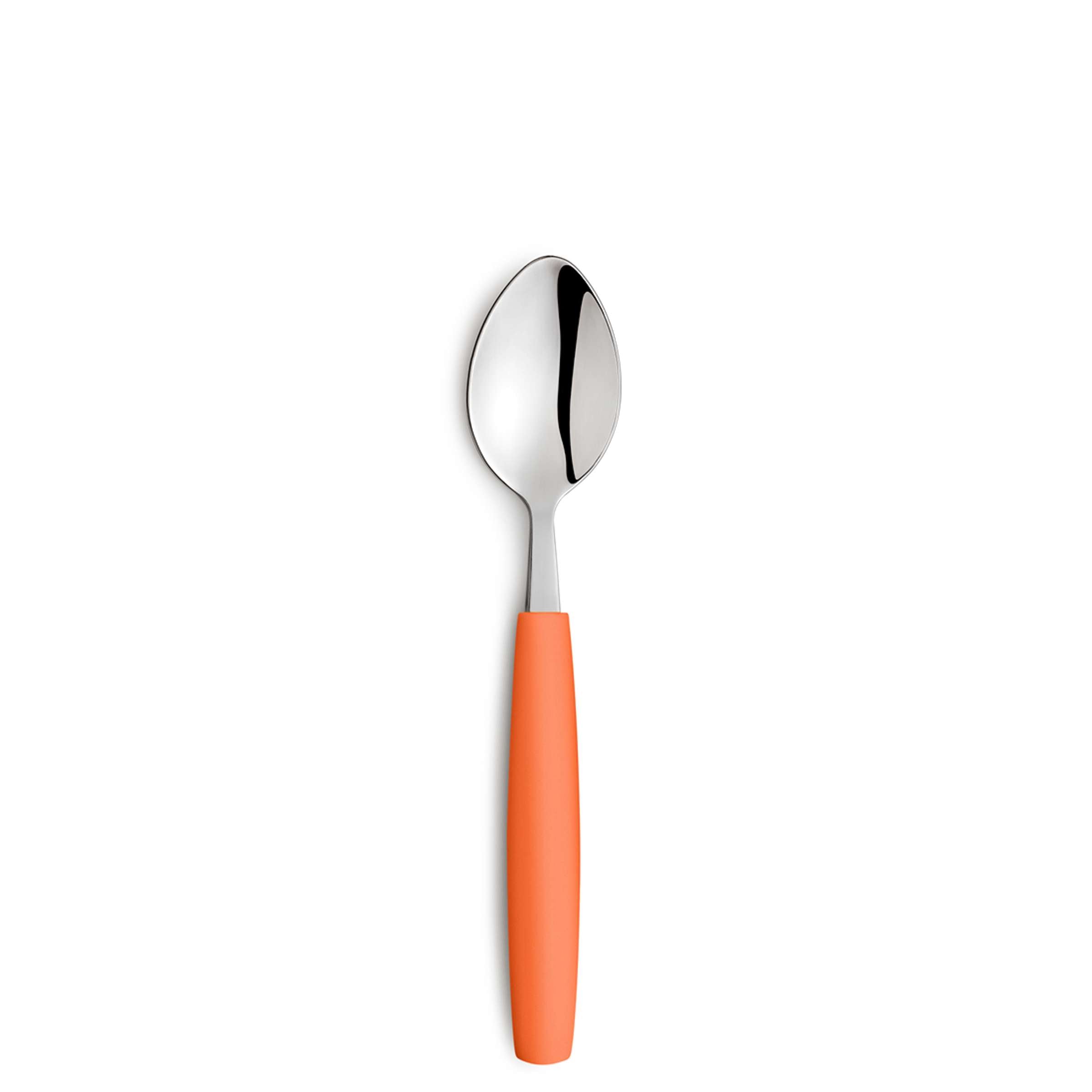 Amefa VALOA Besteckset 16-teilig in orange mit Messer, Gabel, Löffel und Teelöffel, modernes Design, auf weißem Hintergrund