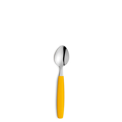 Amefa VALOA Besteckset 16-teilig in Gelb, bestehend aus Messer, Gabel, Löffel und Teelöffel, auf hellem Hintergrund.